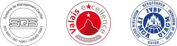 ISO 9001 / ISO 14001 / ISO 45001 - Certifié Valais Excellence - Guide de montagne